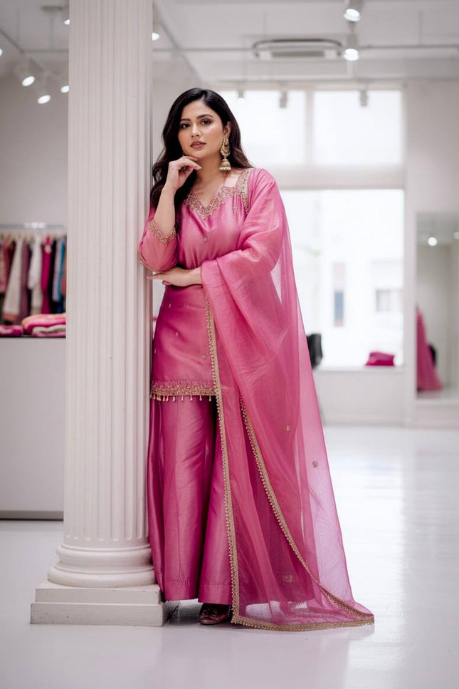 Beautiful Fandy Silk Kurti Set | Perfect Blend of Tradition & Style - Rosepetals Luxe