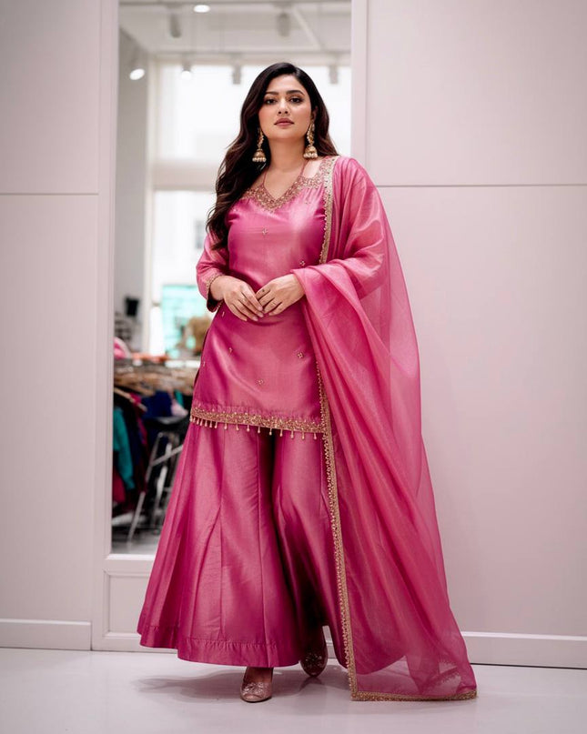 Beautiful Fandy Silk Kurti Set | Perfect Blend of Tradition & Style - Rosepetals Luxe