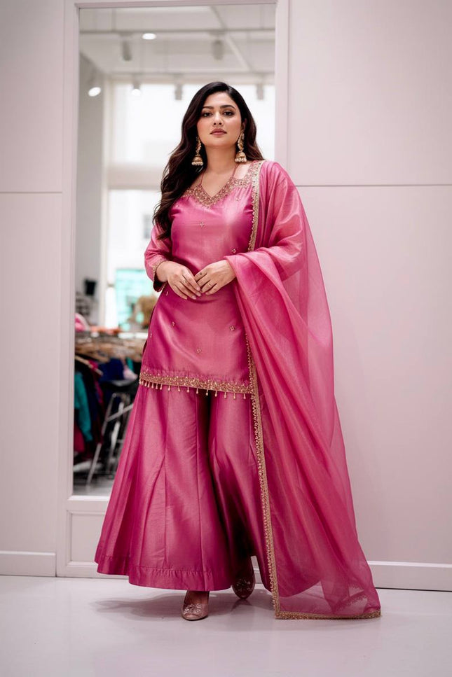 Beautiful Fandy Silk Kurti Set | Perfect Blend of Tradition & Style - Rosepetals Luxe