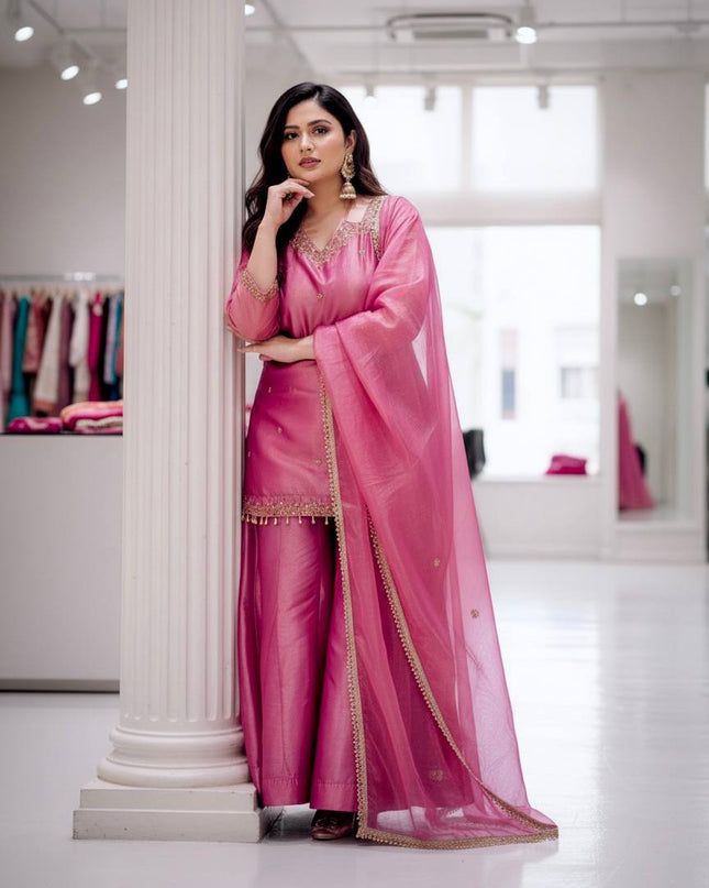 Beautiful Fandy Silk Kurti Set | Perfect Blend of Tradition & Style - Rosepetals Luxe