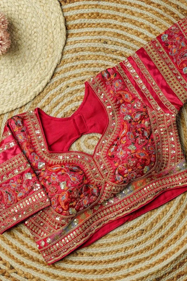 Beautiful Multi Work Elichi Silk Sequence Ready To wear Blouse - Rosepetals Luxe