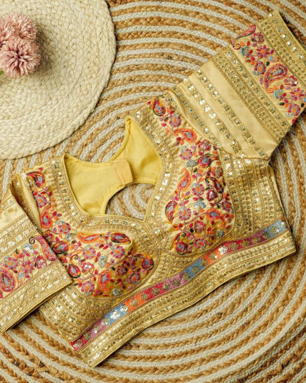 Beautiful Multi Work Elichi Silk Sequence Ready To wear Blouse - Rosepetals Luxe