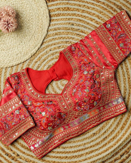 Beautiful Multi Work Elichi Silk Sequence Ready To wear Blouse - Rosepetals Luxe