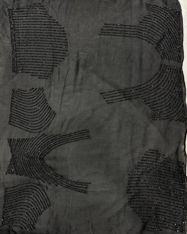 Black Affordable Luxury pace Silk Saree with Beautiful Handcrafted Diamond Work - Rosepetals Luxe