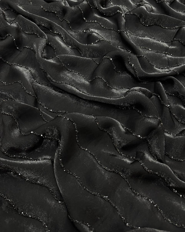 Black Affordable Luxury pace Silk Saree with Beautiful Handcrafted Diamond Work - Rosepetals Luxe