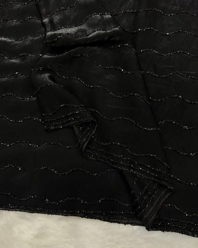Black Affordable Luxury pace Silk Saree with Beautiful Handcrafted Diamond Work - Rosepetals Luxe
