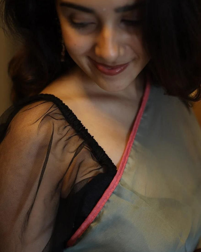 Black Rangoli Silk Saree with Kalamkari Printed With Running Black Blouse| Elegant Party Wear Saree - Rosepetals Luxe