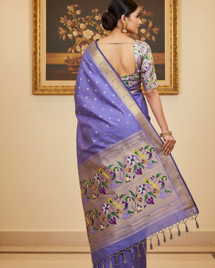 Gauri Muniyaa Paithani Silk Saree | Allover Butti with Meena Zari Blouse - Rosepetals Luxe