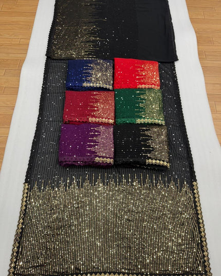 Bollywood Blockbuster Dual‑Sequins Georgette Saree |Luxurious Ethnic Saree - Rosepetals Luxe