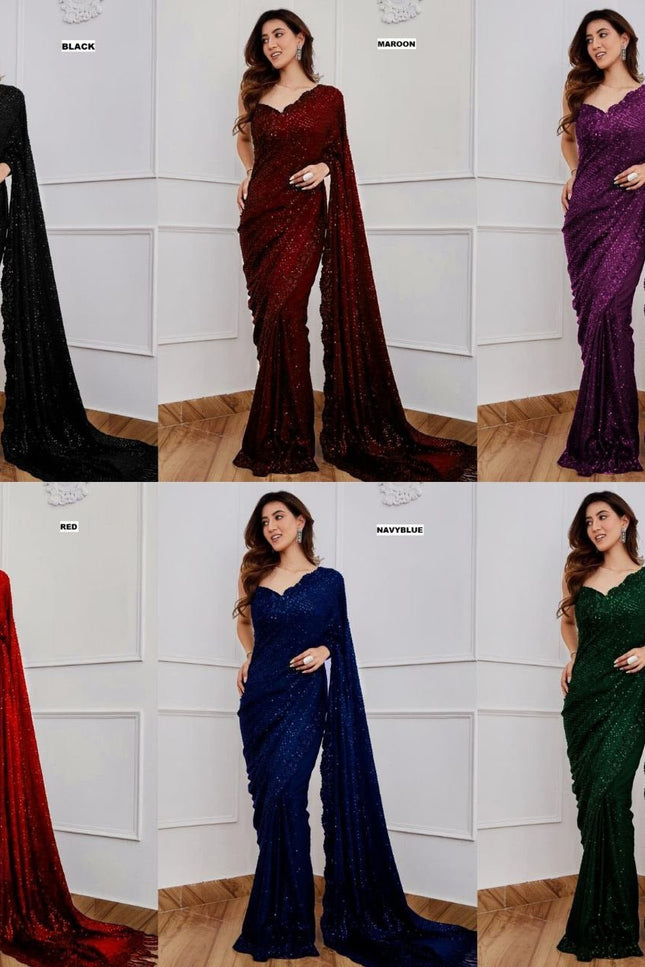 Bollywood Blockbuster Georgette 5MM Sequins Saree| Suitable for special occasions - Rosepetals Luxe