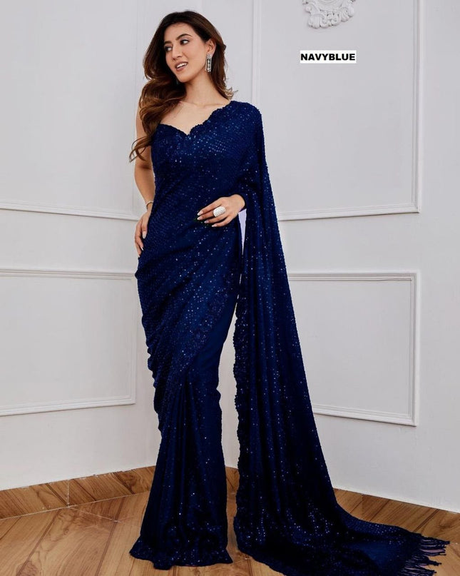 Bollywood Blockbuster Georgette 5MM Sequins Saree| Suitable for special occasions - Rosepetals Luxe