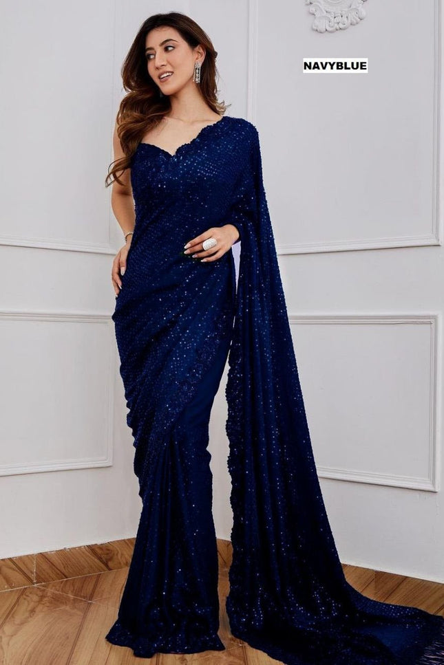 Bollywood Blockbuster Georgette 5MM Sequins Saree| Suitable for special occasions - Rosepetals Luxe