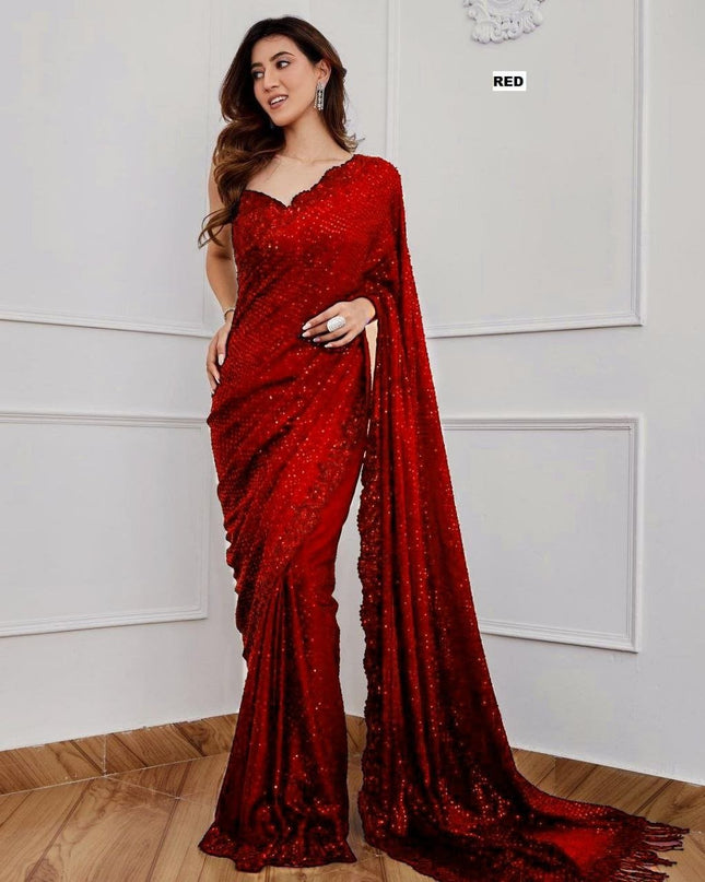 Bollywood Blockbuster Georgette 5MM Sequins Saree| Suitable for special occasions - Rosepetals Luxe