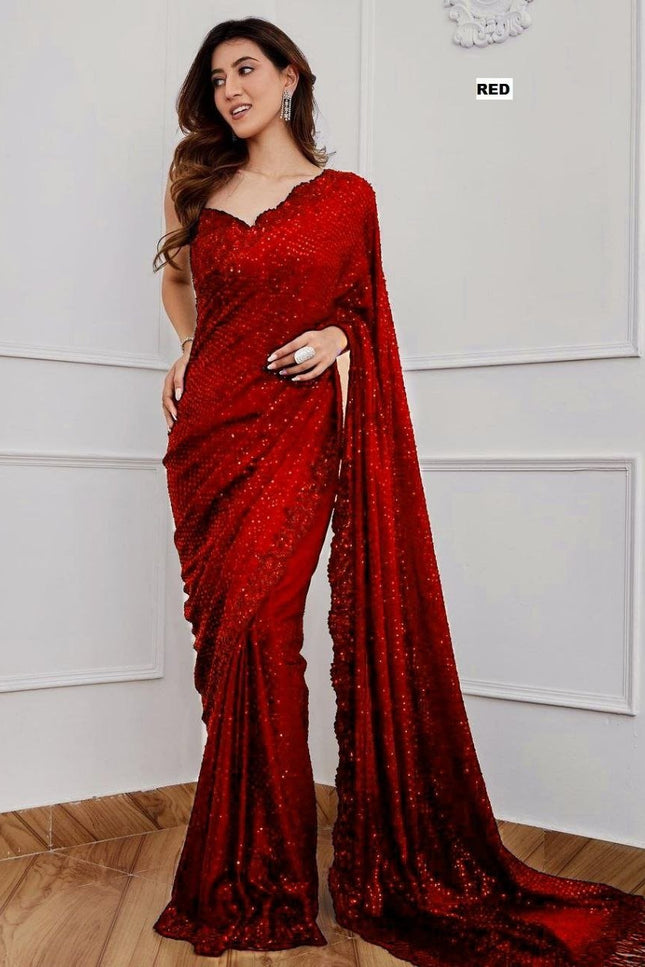 Bollywood Blockbuster Georgette 5MM Sequins Saree| Suitable for special occasions - Rosepetals Luxe