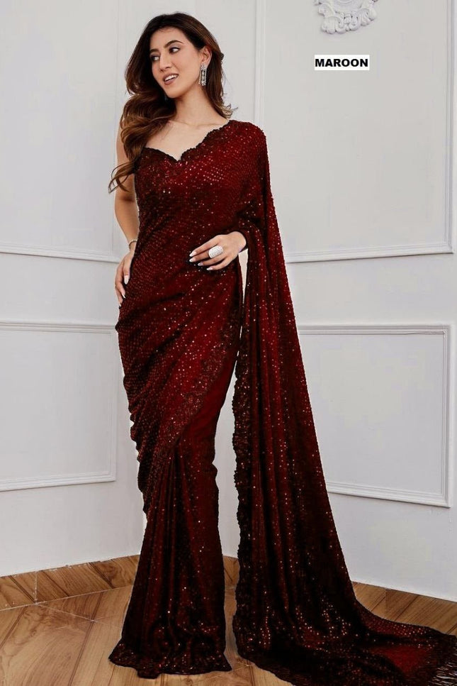 Bollywood Blockbuster Georgette 5MM Sequins Saree| Suitable for special occasions - Rosepetals Luxe