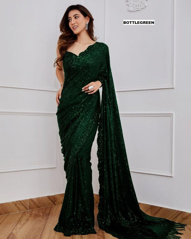 Bollywood Blockbuster Georgette 5MM Sequins Saree| Suitable for special occasions