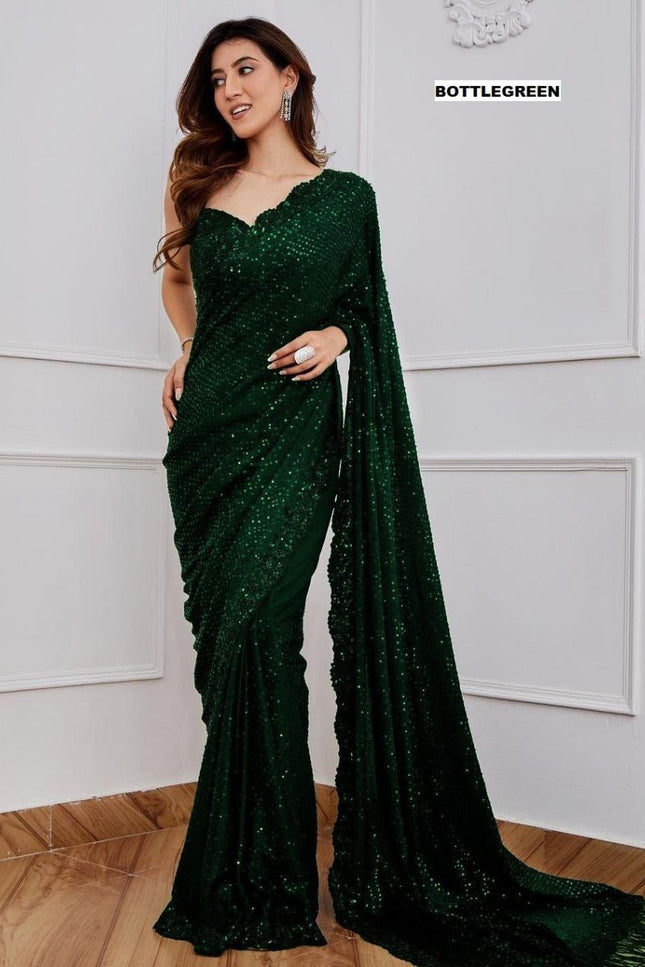 Bollywood Blockbuster Georgette 5MM Sequins Saree| Suitable for special occasions
