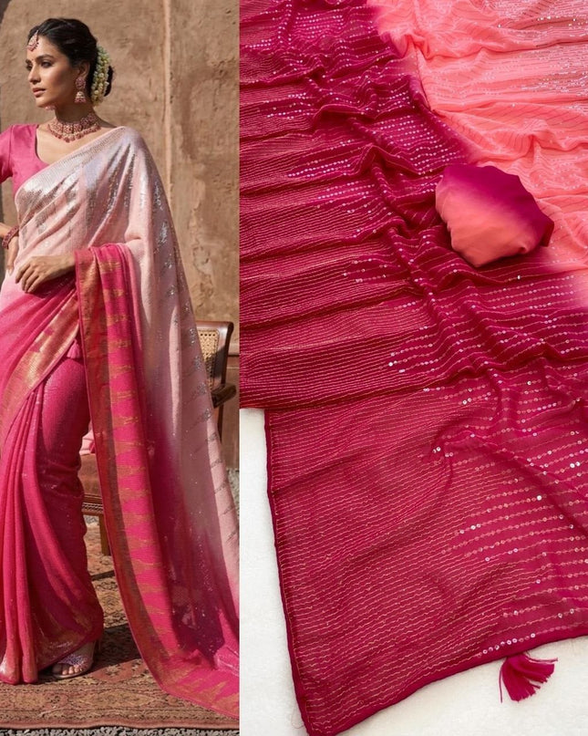 Bollywood Blockbuster Heavy Faux Georgette Sequins Saree| Suitable for special occasions - Rosepetals Luxe