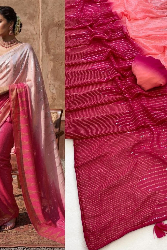 Bollywood Blockbuster Heavy Faux Georgette Sequins Saree| Suitable for special occasions - Rosepetals Luxe