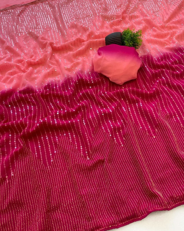 Bollywood Blockbuster Heavy Faux Georgette Sequins Saree| Suitable for special occasions - Rosepetals Luxe