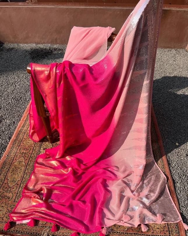 Bollywood Blockbuster Heavy Faux Georgette Sequins Saree| Suitable for special occasions - Rosepetals Luxe