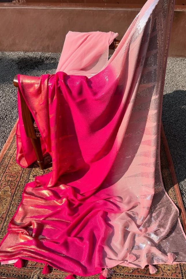 Bollywood Blockbuster Heavy Faux Georgette Sequins Saree| Suitable for special occasions - Rosepetals Luxe