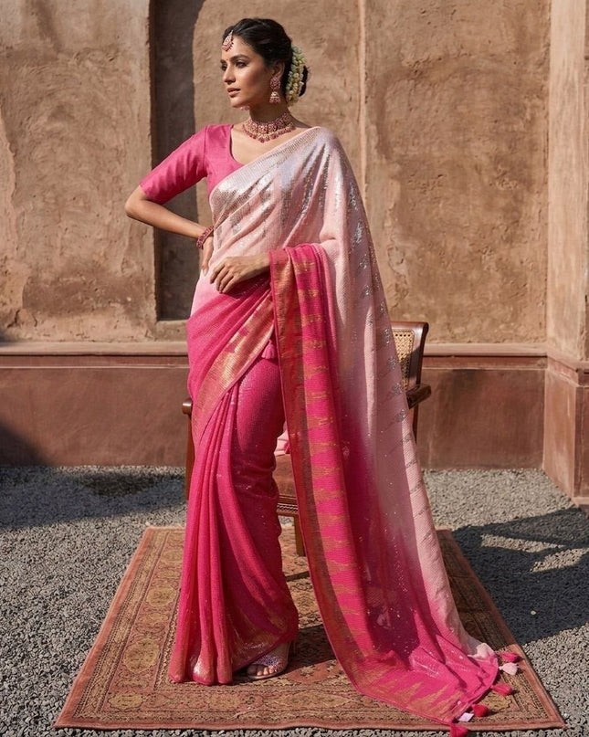 Bollywood Blockbuster Heavy Faux Georgette Sequins Saree| Suitable for special occasions - Rosepetals Luxe