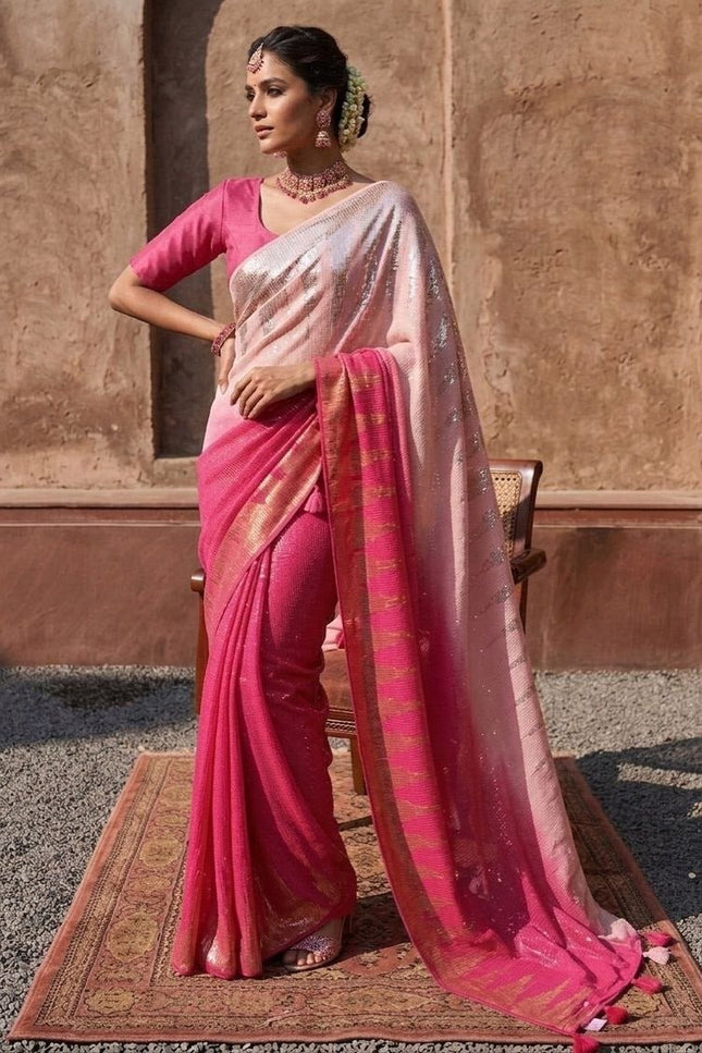 Bollywood Blockbuster Heavy Faux Georgette Sequins Saree| Suitable for special occasions - Rosepetals Luxe