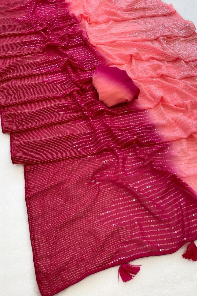 Bollywood Blockbuster Heavy Faux Georgette Sequins Saree| Suitable for special occasions - Rosepetals Luxe