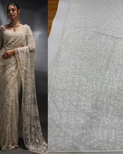 Bollywood Net Saree with 5MM Sequins Embroidery | Perfect For Weddings & Parties - Rosepetals Luxe