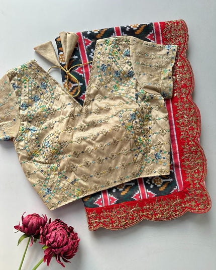 Bollywood Sequins Georgette Saree | Digital Patola Print - Rosepetals Luxe