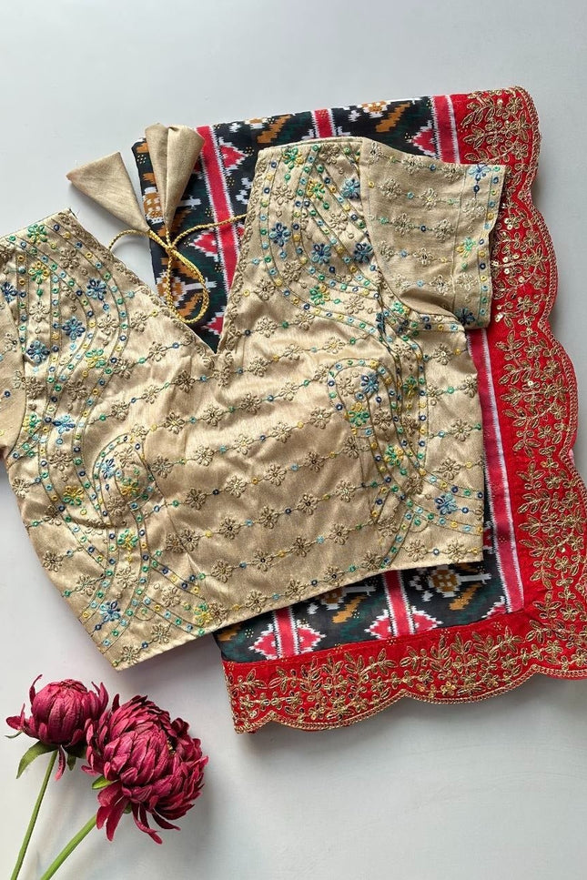 Bollywood Sequins Georgette Saree | Digital Patola Print - Rosepetals Luxe