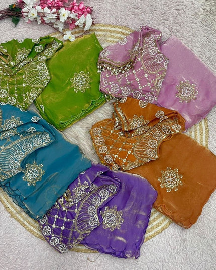 Pure Soft Mulmul Cotton Hand Printed Saree With Printed Blouse Piece | Best For Summer - Rosepetals Luxe