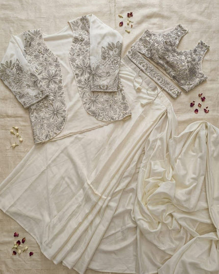 Bollywood Style Ready - to - Wear Drape Saree with Embroidery Jacket & Belt - Rosepetals Luxe