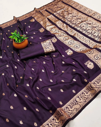 Bomkai Paithani Silk Saree | Peacock Zari Butti | Woven Border | Running Blouse | Rosepetals Luxe - Rosepetals Luxe