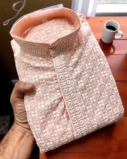 Boys' Cotton Chikankari Kurta Pajama Set - Rosepetals Luxe