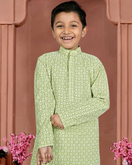 Boys' Cotton Chikankari Kurta Pajama Set - Rosepetals Luxe