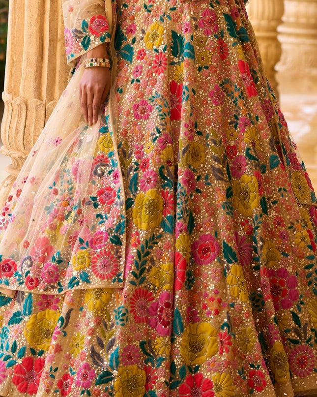 Bridesmaid Georgette Lehenga Choli With Thread Embroidery & Sequins Work - Rosepetals Luxe