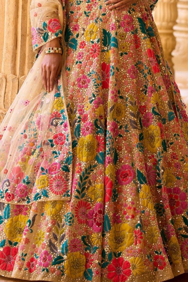 Bridesmaid Georgette Lehenga Choli With Thread Embroidery & Sequins Work - Rosepetals Luxe