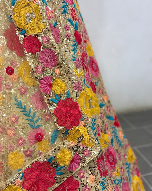 Bridesmaid Georgette Lehenga Choli With Thread Embroidery & Sequins Work - Rosepetals Luxe