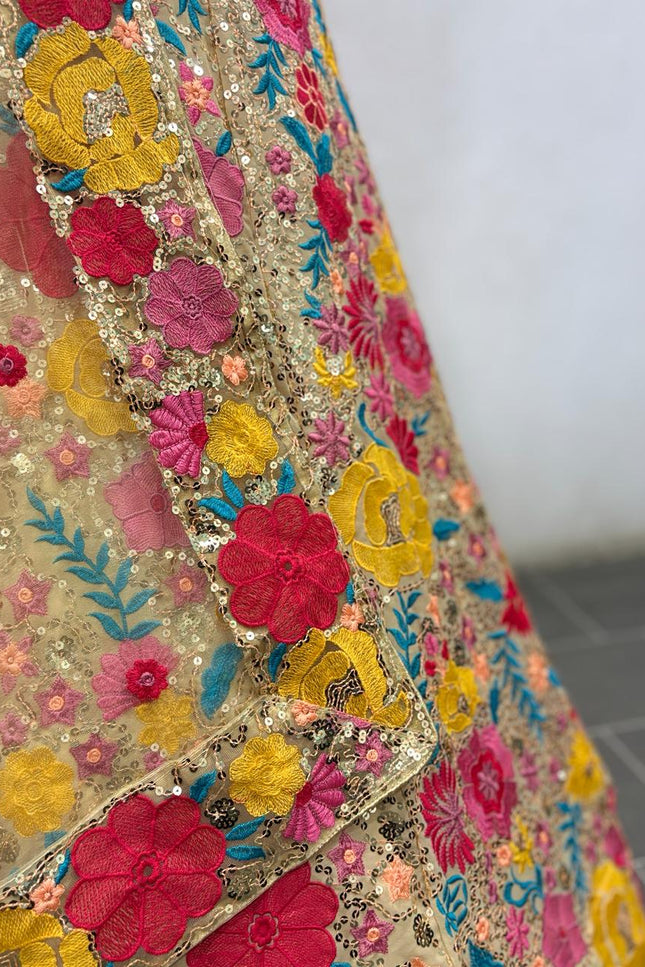 Bridesmaid Georgette Lehenga Choli With Thread Embroidery & Sequins Work - Rosepetals Luxe
