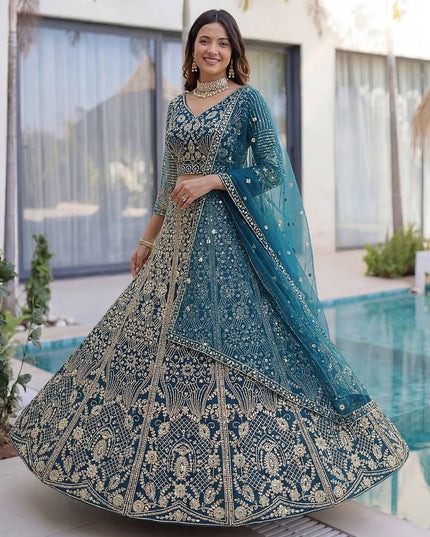 Butterfly Net Lehenga Choli with Sequins & Coding Embroidery - Rosepetals Luxe