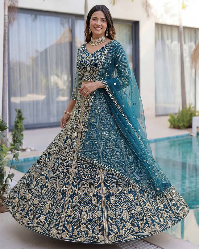 Butterfly Net Lehenga Choli with Sequins & Coding Embroidery - Rosepetals Luxe