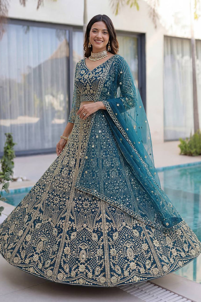 Butterfly Net Lehenga Choli with Sequins & Coding Embroidery - Rosepetals Luxe