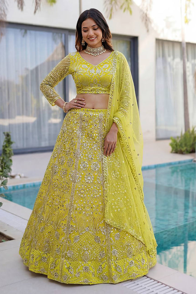 Butterfly Net Lehenga Choli with Sequins & Coding Embroidery - Rosepetals Luxe