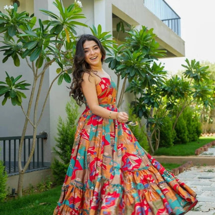 Chinnon Printed Maxi Dress | Sleeveless Flared Gown for Women - Rosepetals Luxe