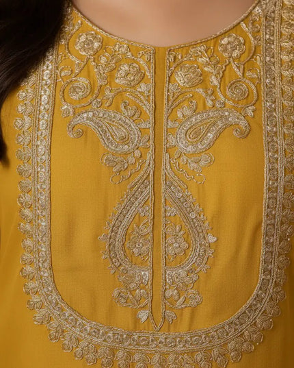 Chinnon Silk Embroidered Sequin Sharara Palazzo Set with Dupatta - Rosepetals Luxe