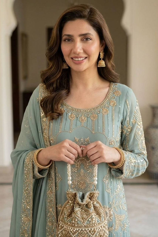 Chinon Embroidery Sequence Suit Set | Perfect Ethnic Wear - Rosepetals Luxe