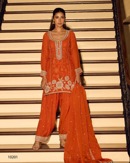 Chinon Embroidery Work With Heavy Beads | Perfect Ethnic Wear - Rosepetals Luxe