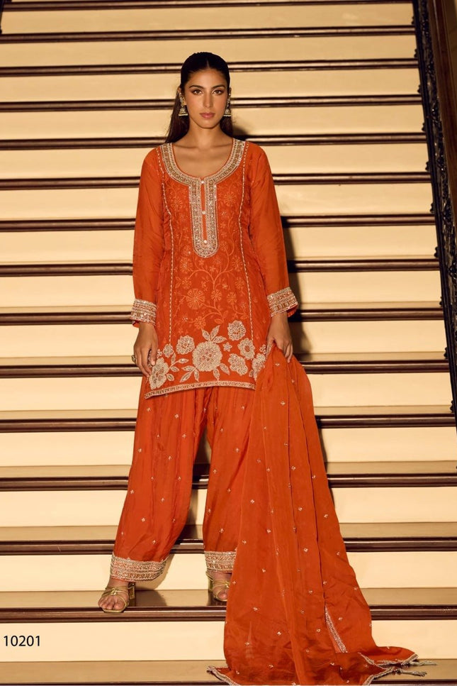 Chinon Embroidery Work With Heavy Beads | Perfect Ethnic Wear - Rosepetals Luxe